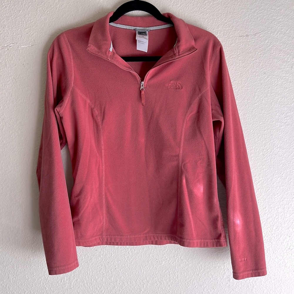 THE North Face Quarter Zip Pullover Fleece Jacket Size M Pink